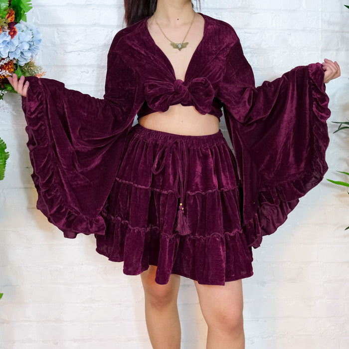 Flowy Velvet Mini Skort with Pockets