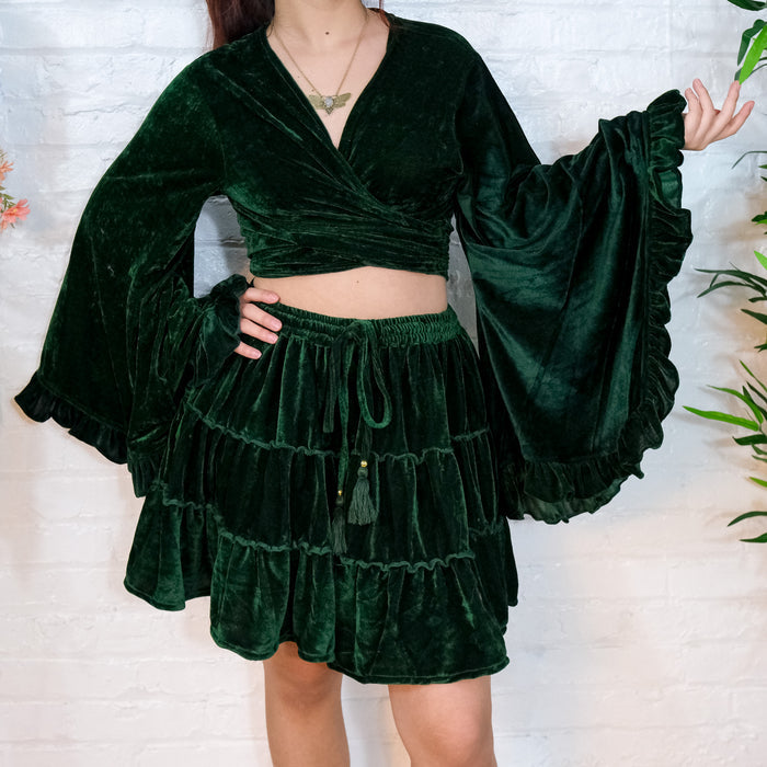 Flowy Velvet Mini Skort with Pockets