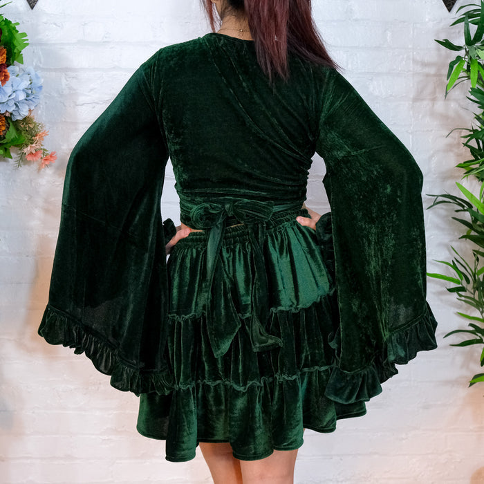 Flowy Velvet Mini Skort with Pockets