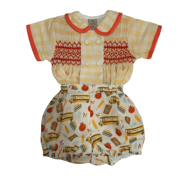Gigi Back to School Boy Handsmocked Set