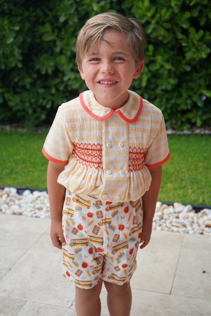 Gigi Back to School Boy Handsmocked Set