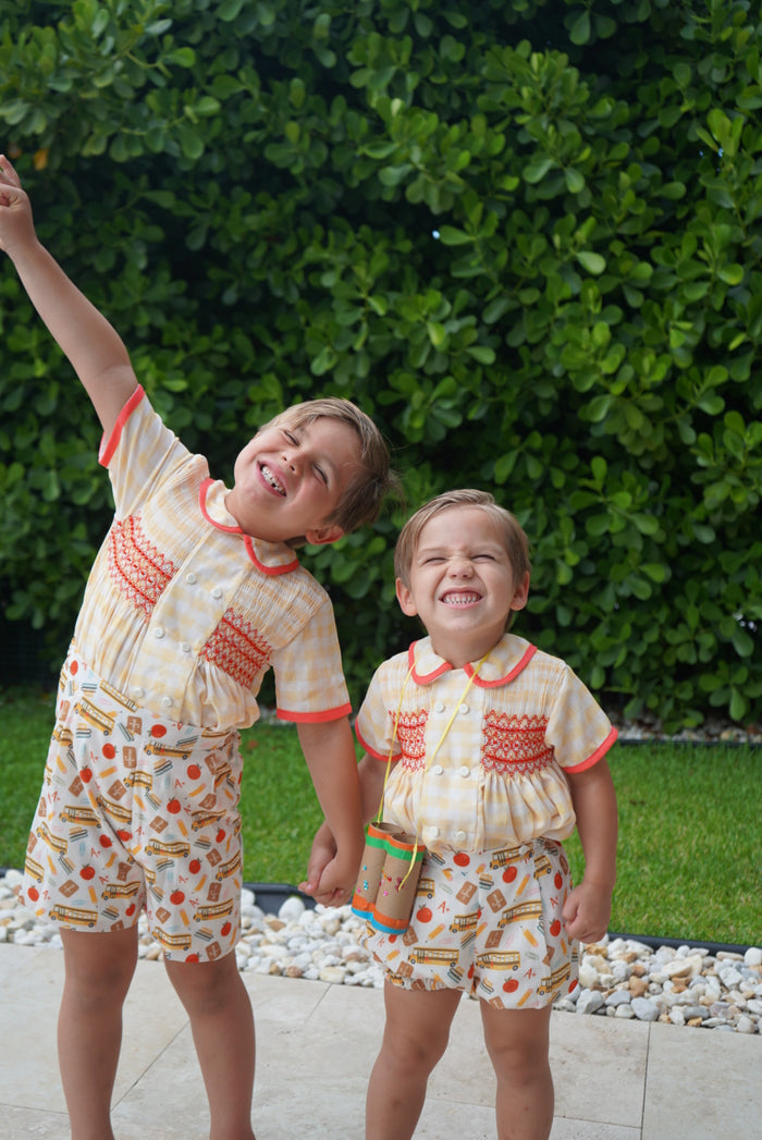 Gigi Back to School Boy Handsmocked Set