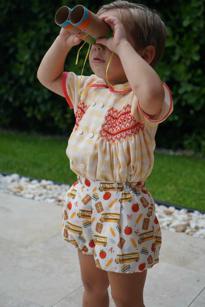 Gigi Back to School Boy Handsmocked Set