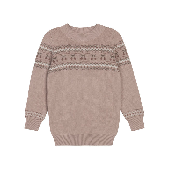 Girls Pullover Sweater – Mauve – Fair Isle