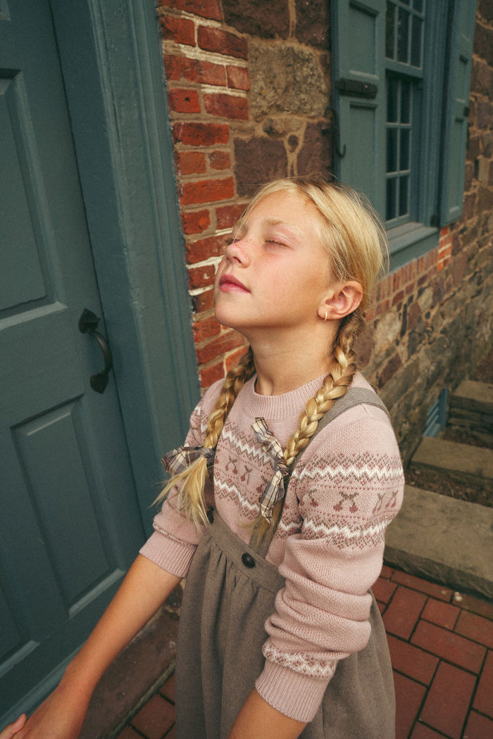 Girls Pullover Sweater – Mauve – Fair Isle
