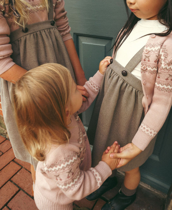 Girls Pullover Sweater – Mauve – Fair Isle