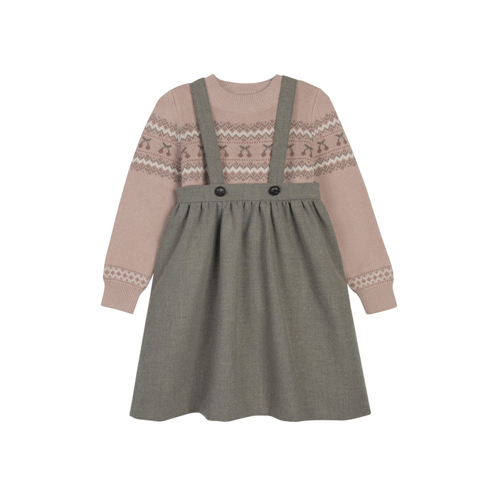 Girls Pullover Sweater – Mauve – Fair Isle