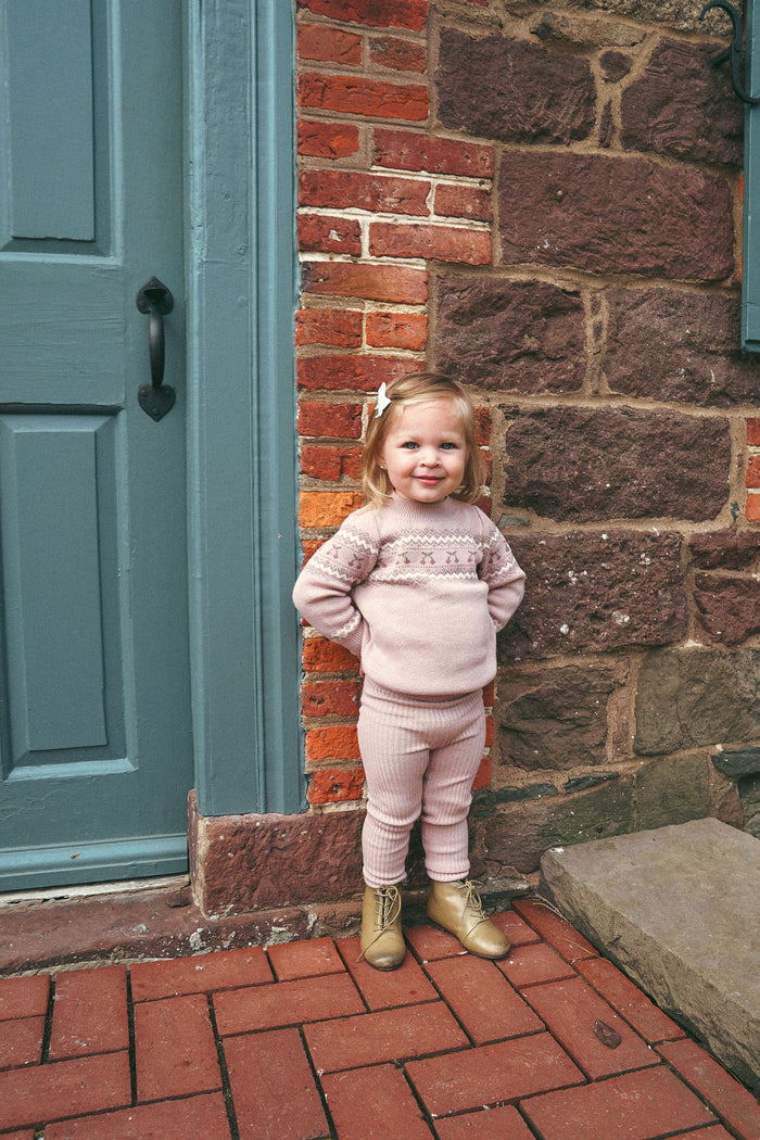 Girls Pullover Sweater – Mauve – Fair Isle