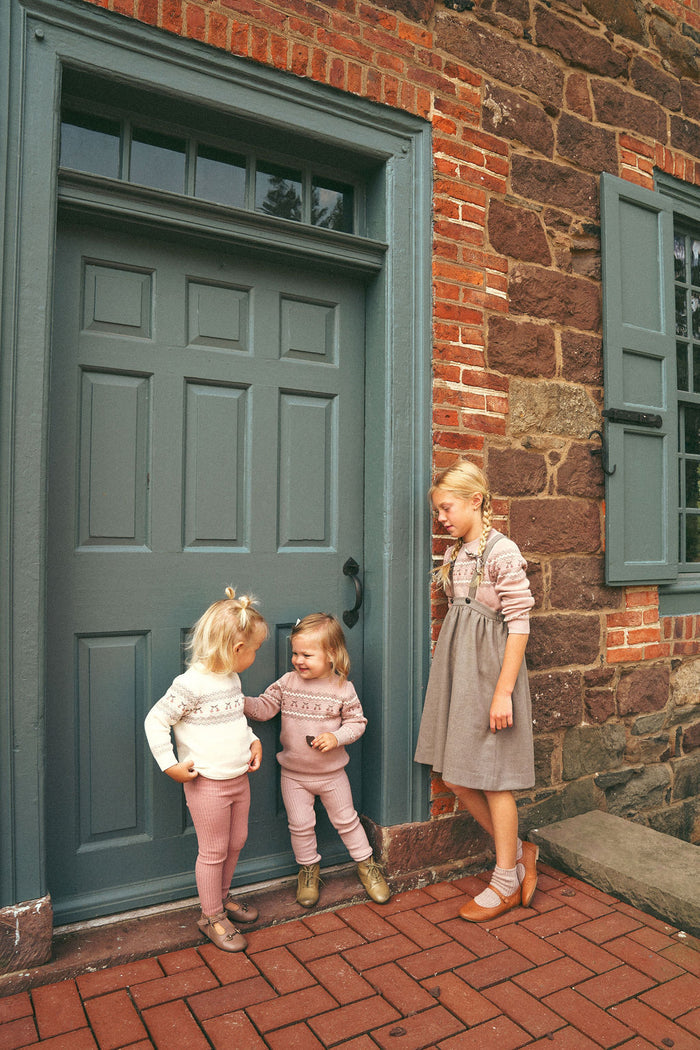 Girls Pullover Sweater – Mauve – Fair Isle
