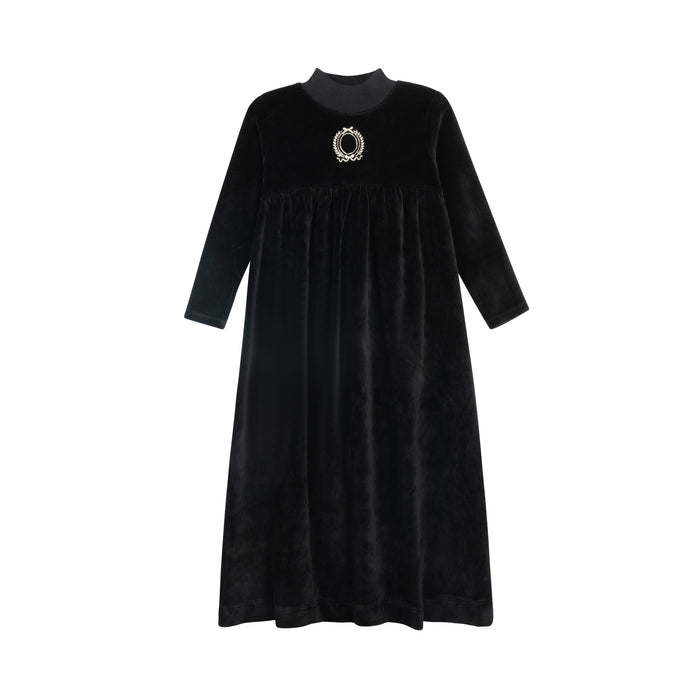 Girls Robe – Black – Metallic Crest