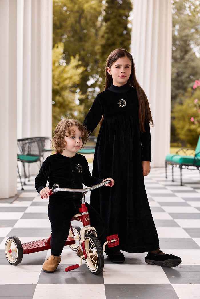 Girls Robe – Black – Metallic Crest
