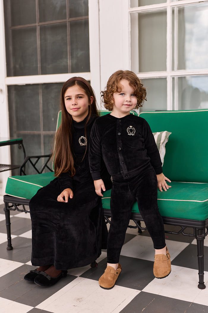Girls Robe – Black – Metallic Crest