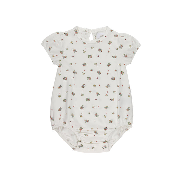 Girls Romper – Ivory Pink – Floral Print