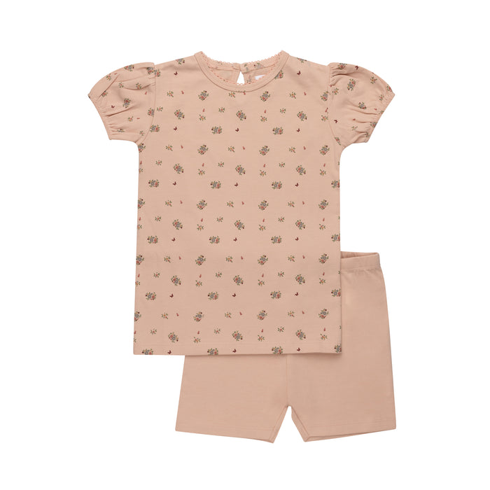 Girls Tee and Shorts – Pink – Floral Print