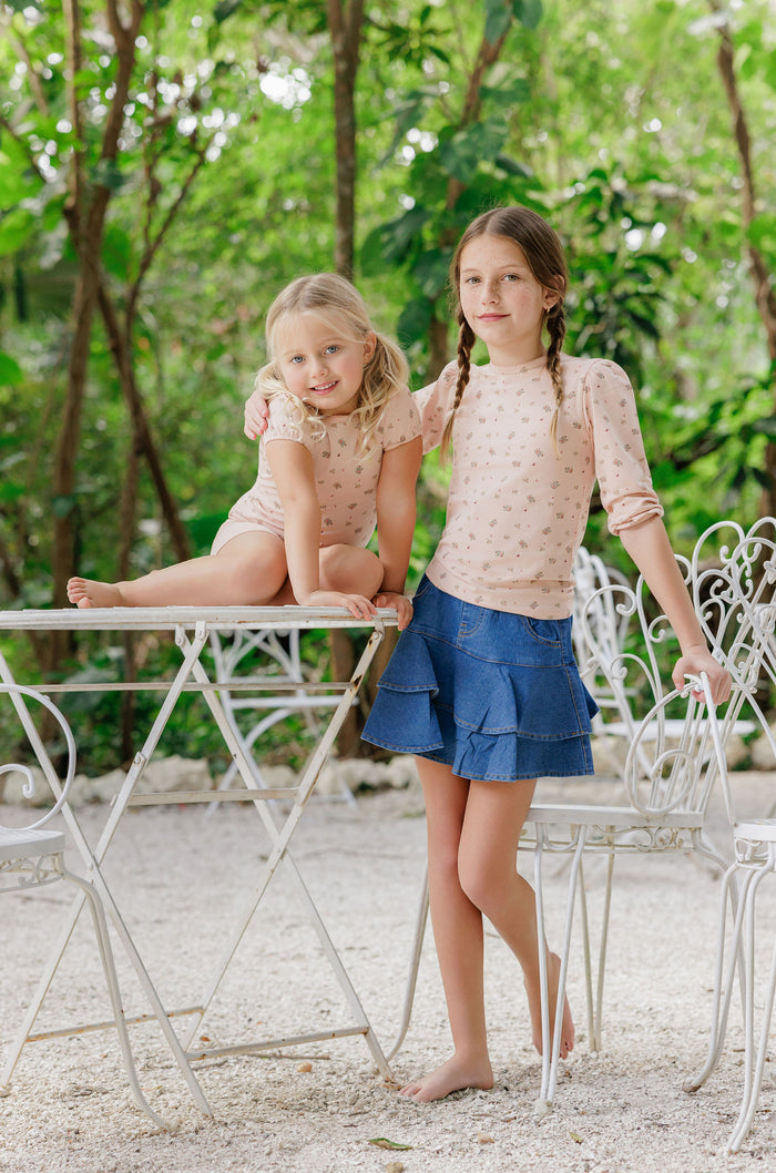 Girls Tee and Shorts – Pink – Floral Print