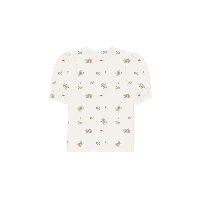 Girls Tee – Ivory Pink – Floral Print
