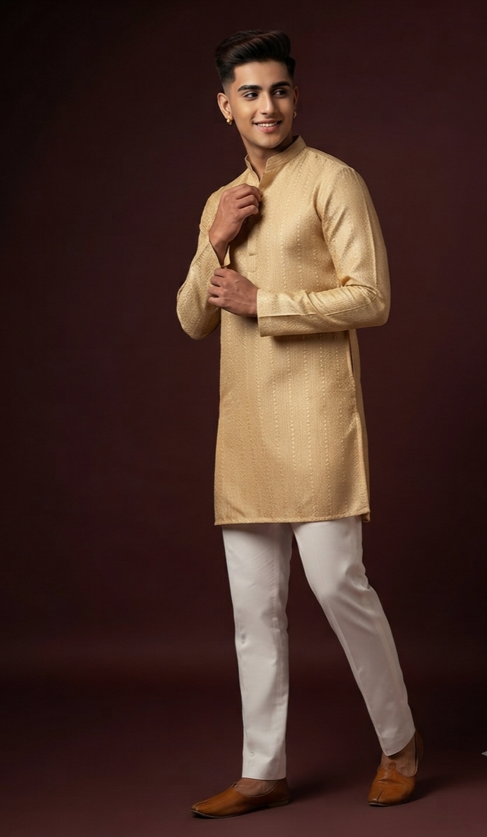 Gold Benarasi short kurta