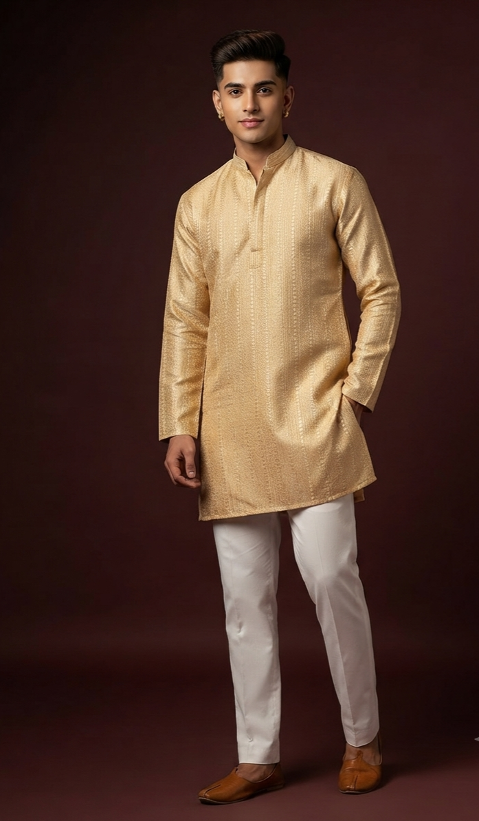 Gold Benarasi short kurta