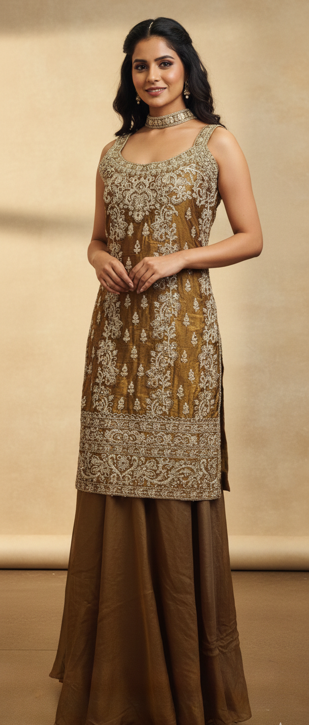 Gold & Bronze Sharara Set