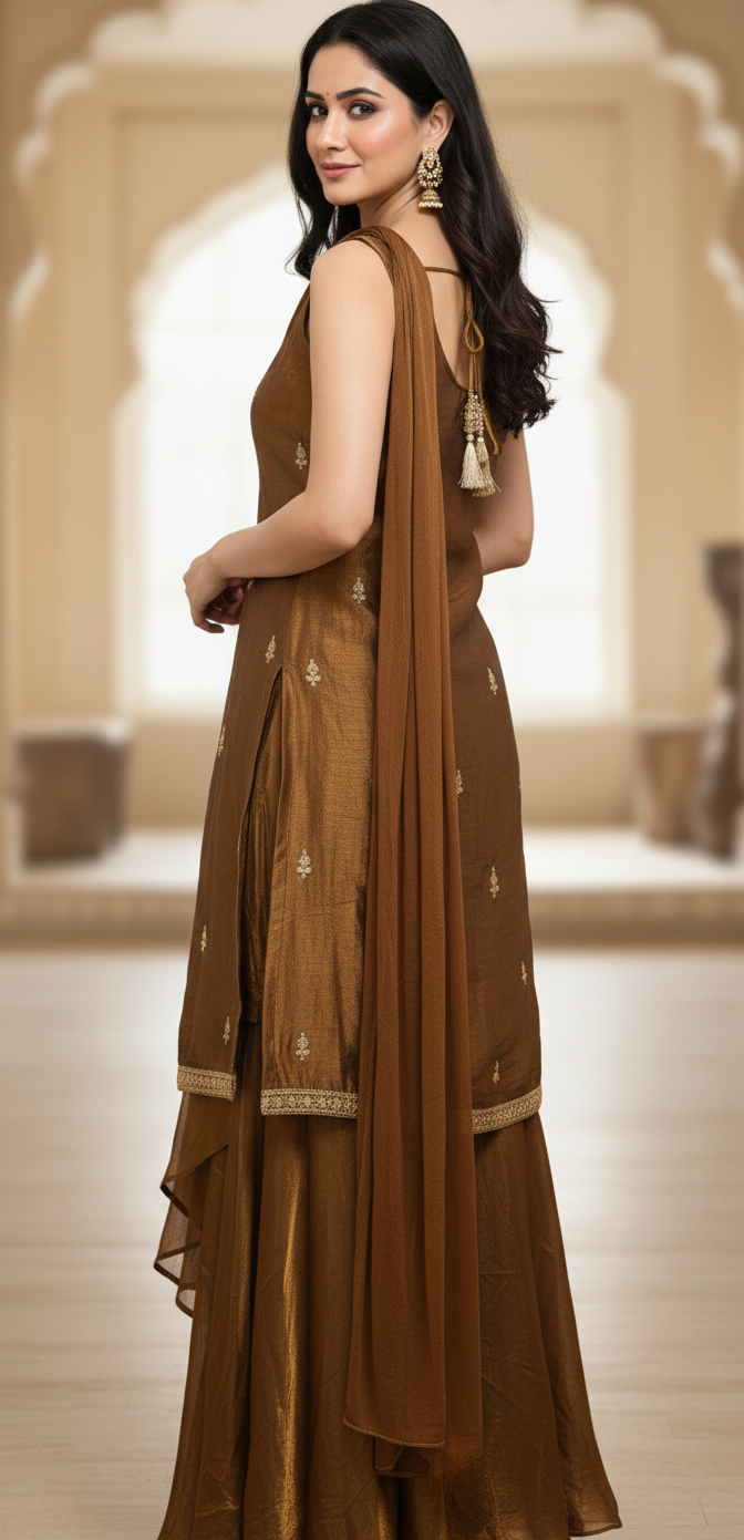 Gold & Bronze Sharara Set