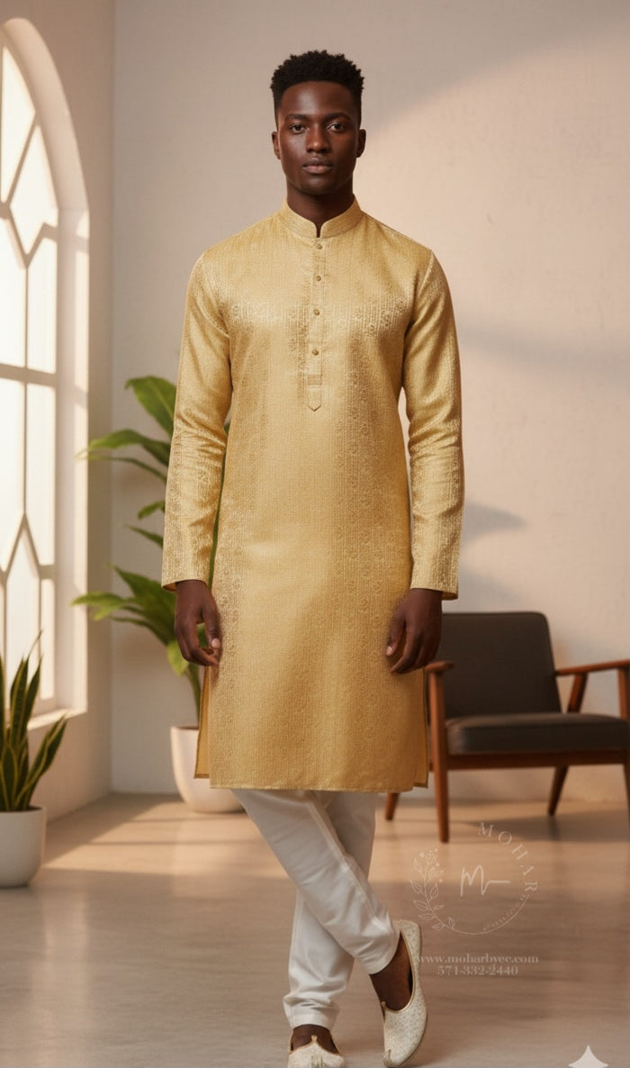 Golden Yellow Embroidered Kurta