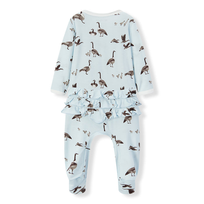 Goose Luxe Stretch Ruffle Footed Romper