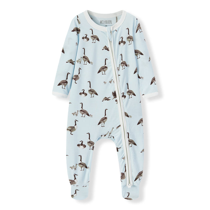 Goose Luxe Stretch Zipper Footed Romper - Babies in Bloom