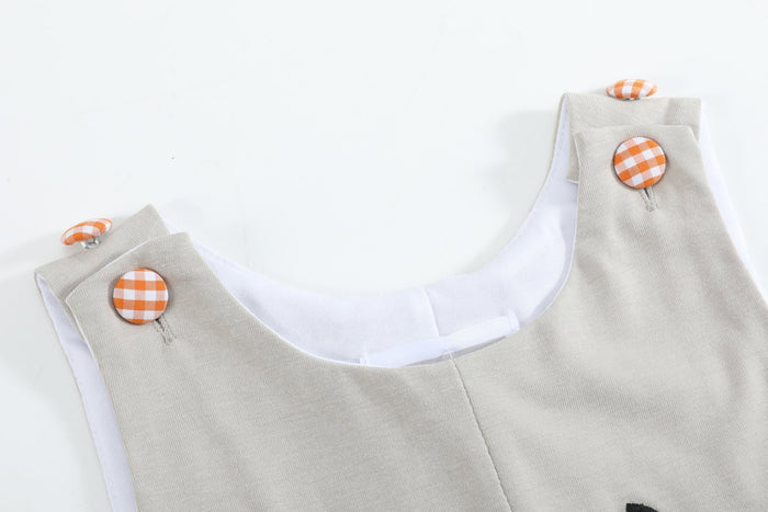 Gray Boo Applique Overalls - Lil Cactus