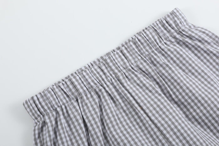 Gray Gingham Golf Tee and Shorts 2 pc Set - Lil Cactus