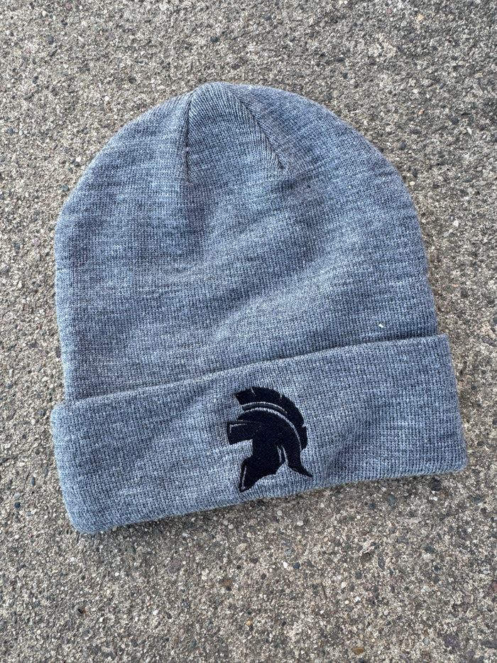 GRAY HELMET EMBROIDERED BEANIE CAP