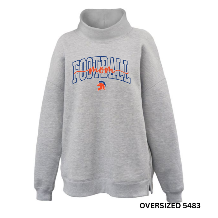 GRAY OVERSIZED FB MOM MOCKNECK  PENNANT 5483