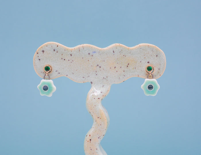 Green Daisy Earrings