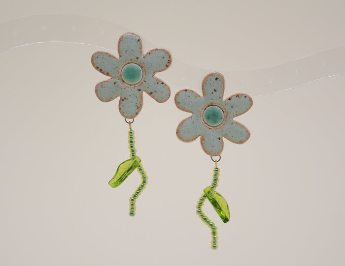 Green Daisy Studs