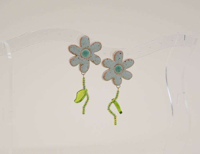 Green Daisy Studs