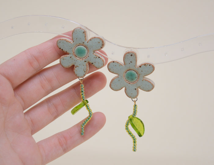 Green Daisy Studs