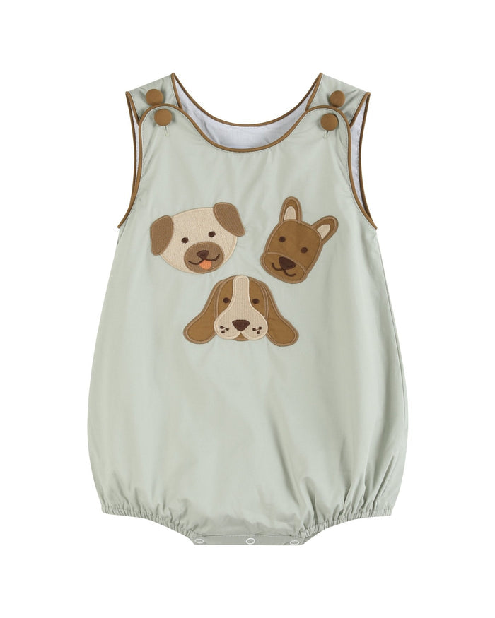 Green Dog Applique Bubble Romper - Lil Cactus