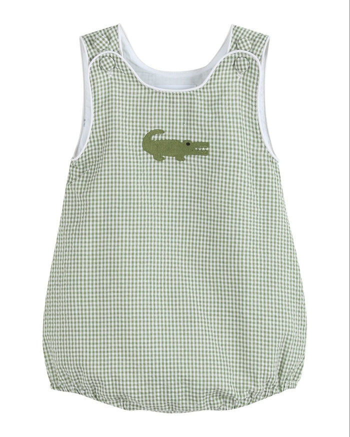 Green Gingham Alligator Bubble Romper - Lil Cactus