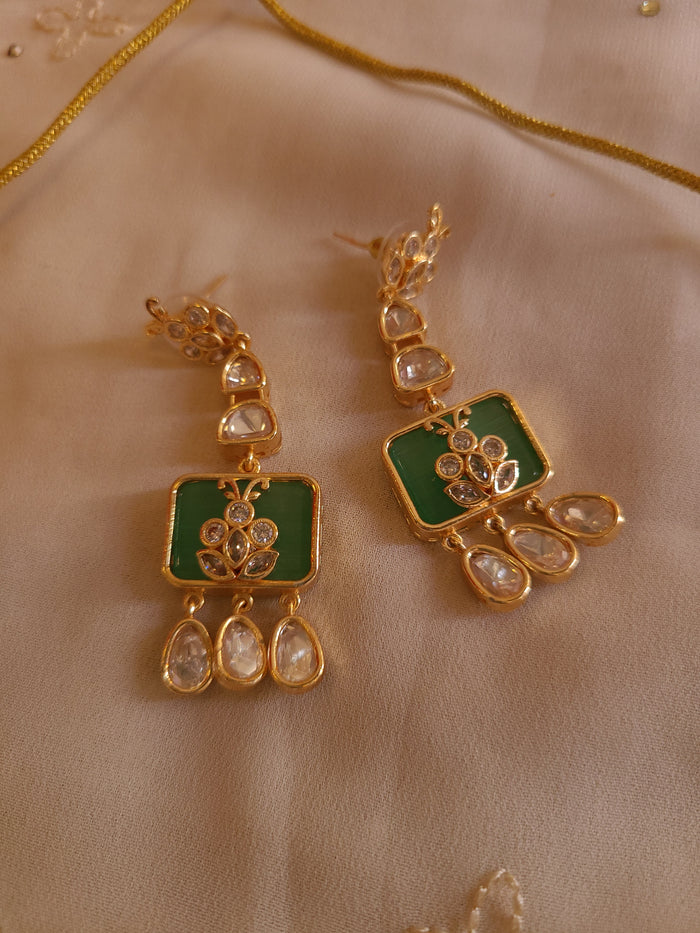 MOHAR Kundan-style choker set in green stones with gold-finish base