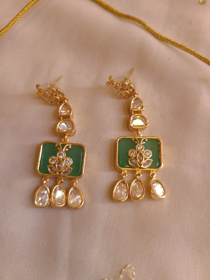 MOHAR Kundan-style choker set in green stones with gold-finish base