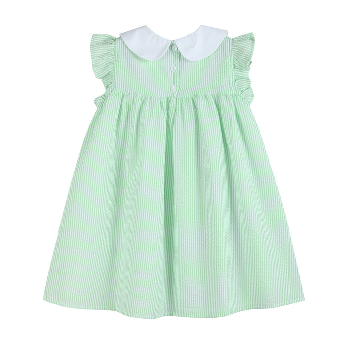 Green Seersucker Easter Bunny Ruffle Dress - Lil Cactus