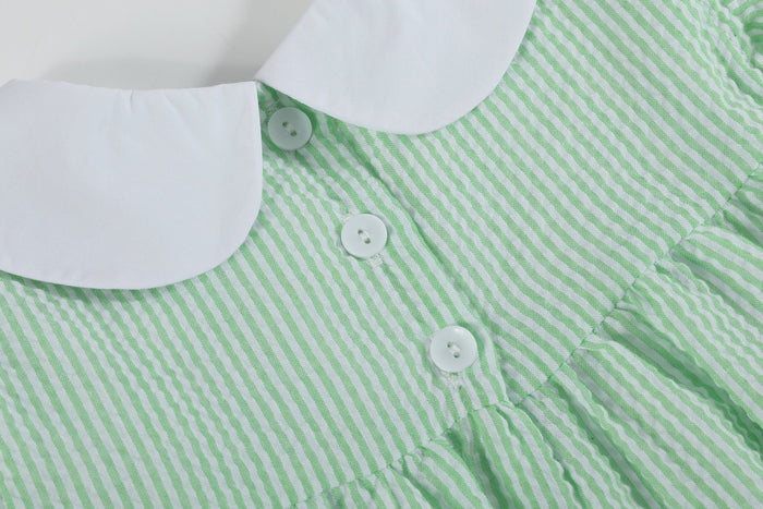 Green Seersucker Easter Bunny Ruffle Dress - Lil Cactus