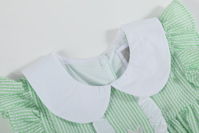 Green Seersucker Easter Bunny Ruffle Dress - Lil Cactus