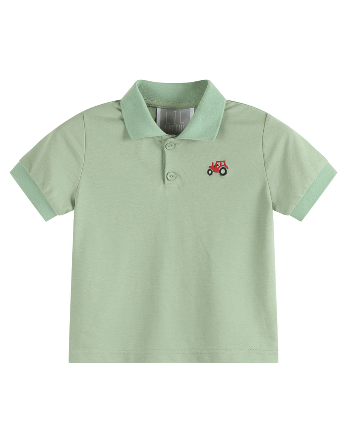 Green Tractor Golf Polo Shirt - Lil Cactus