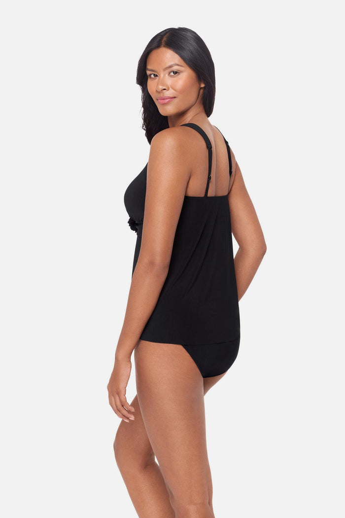 Side view of Hadee Tankini Top in Black