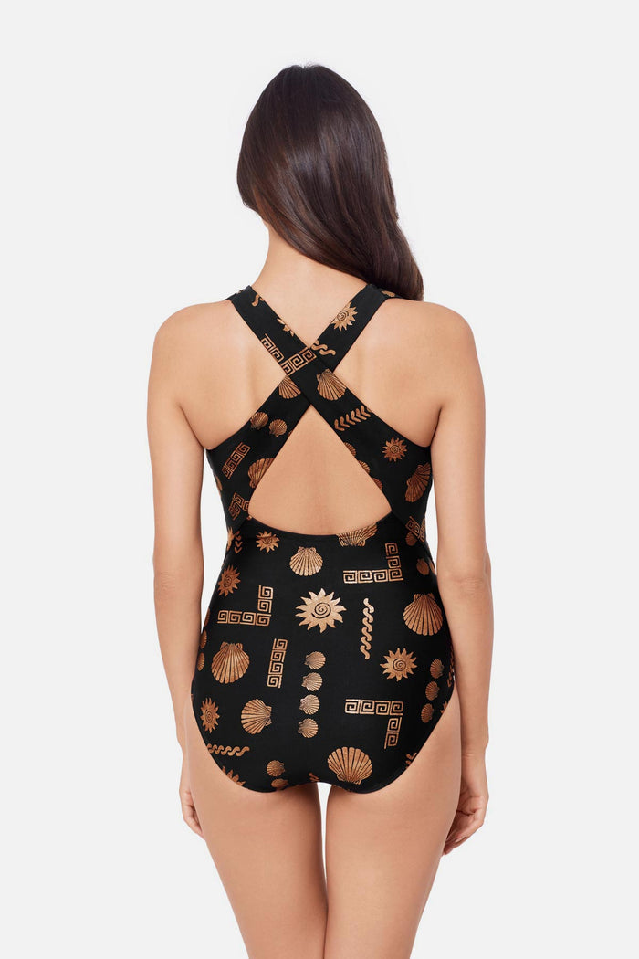 Back view of Halle One Piece in Clamdigger