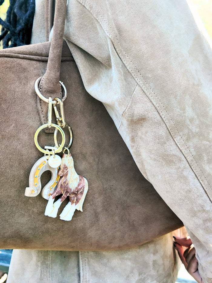 Hand-painted Lucky Horseshoe Bag Charm & Keychain | Western