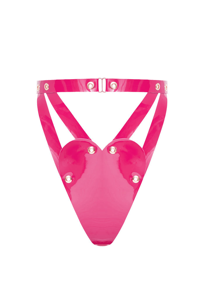 Hearts Fuchsia thongs by Secret Room