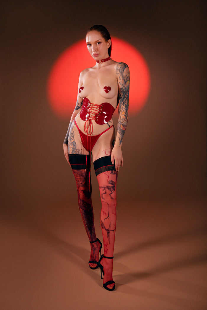 Hearts Red corset belt by Secret Room