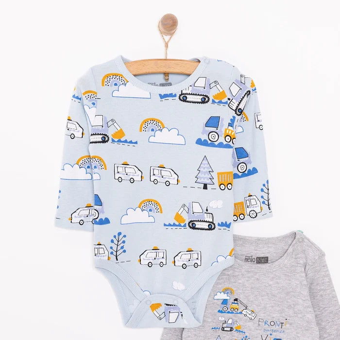 HelloBaby Boy 2 - Pack Long Sleeve Bodysuit - Blue - ebebek - Black Friday