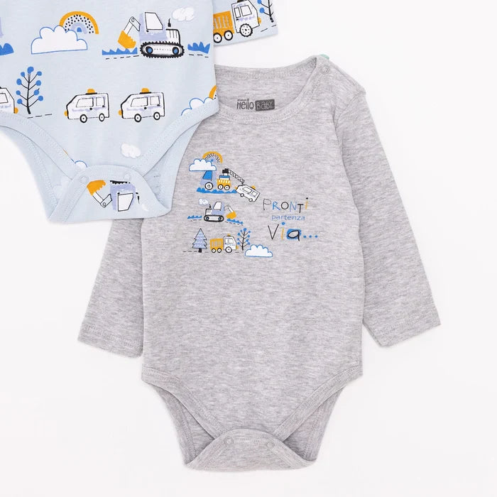 HelloBaby Boy 2 - Pack Long Sleeve Bodysuit - Blue - ebebek - Black Friday